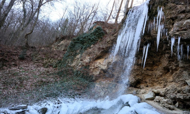 J&eacute;gbe fagyott Lillaf&uuml;red ikonikus v&iacute;zes&eacute;se